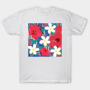 Tropical Flowers (cool background) T-Shirt